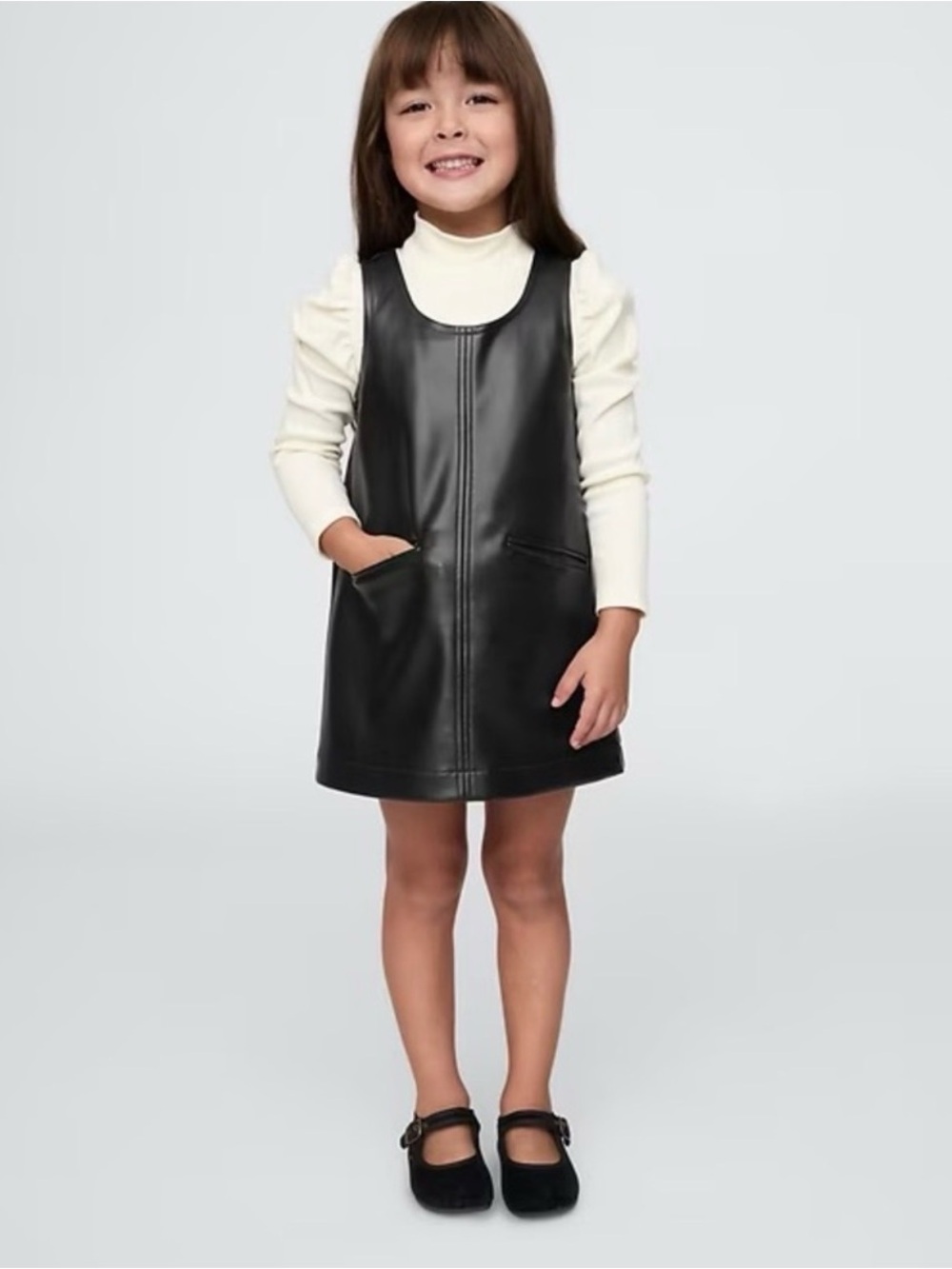GAP Black Faux Leather Sleeveless Shift Dress - Picture 2 of 2